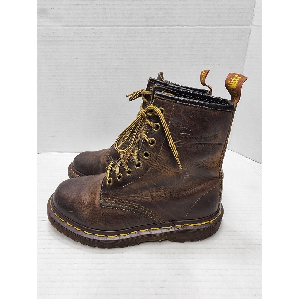 Dr Martens Doc Crazy Horse Brown 8-Eye Leather Boots 1460 Women's 5 Vintage